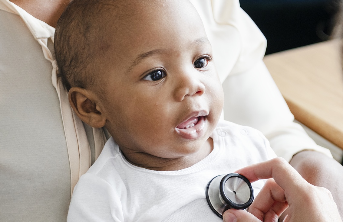 Baby being examined at Valley View Medical Centre